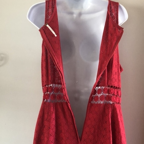 Free People Tibetian Red Daisy Lace Cutout Fit & Flare Skater Dress Taylor Swift - Picture 8 of 16